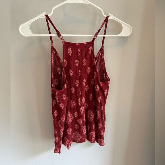 Burgundy Ikat Tassel Tie Top - Picture 2 of 5